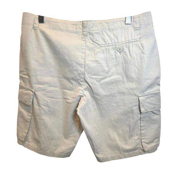 French Connection Mens Khaki Cargo Shorts Sz Large Beige Stone 10" Inseam Unisex - Picture 8 of 13